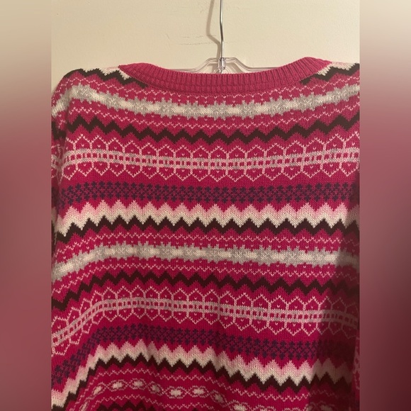Talbots Pink Fair Isle Button Front Cardigan Size 1X Petite - Picture 12 of 12